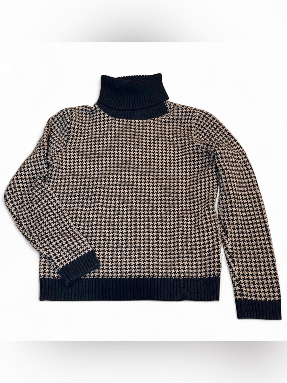 Brixton Black and Beige Houndstooth Turtleneck Sweater Women’s Small